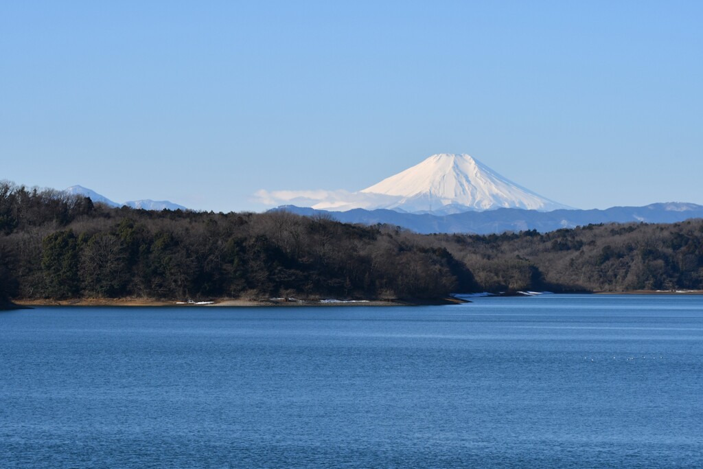 裾野まで綺麗に冠雪した富士山