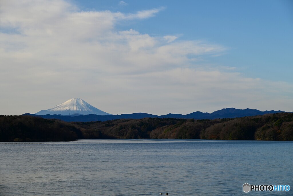 狭山湖から望む富士山