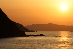 玄界灘の夕陽
