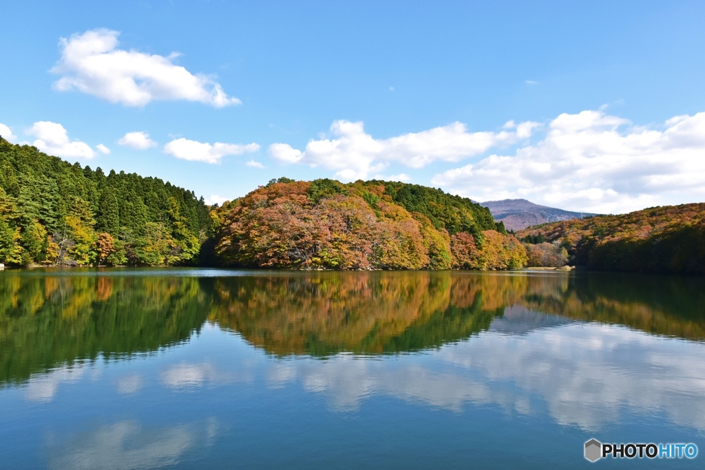 ダム湖の秋