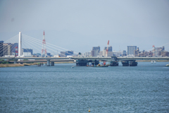 多摩川スカイブリッジから見た大師橋
