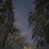 夜明けの雪道