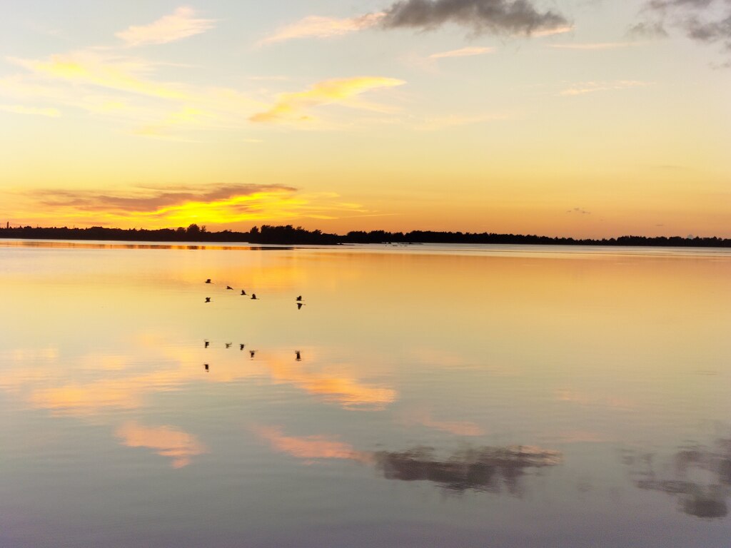 夕方の海辺