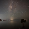 巨大なプロジェクターから映し出される星空。。