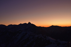 槍ヶ岳の夕景