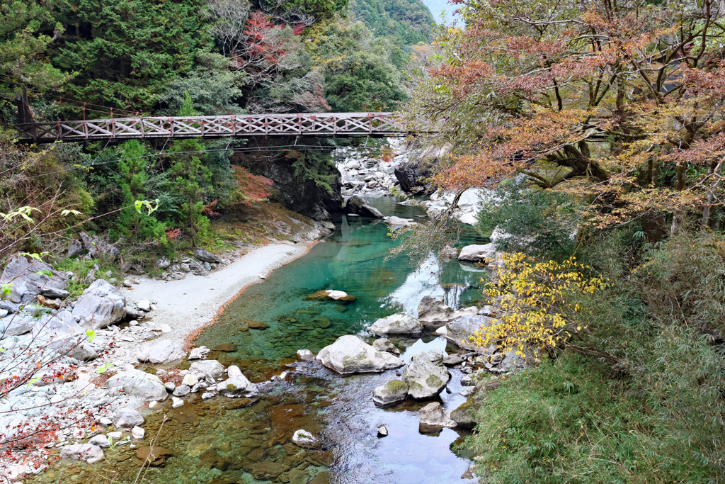 仁淀川町 仁淀川水系安居川とつり橋