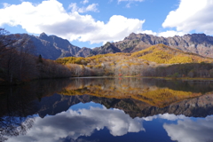 紅葉と戸隠鏡池