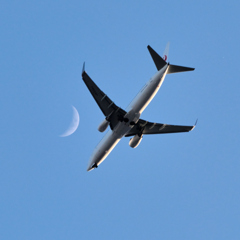飛行機と月