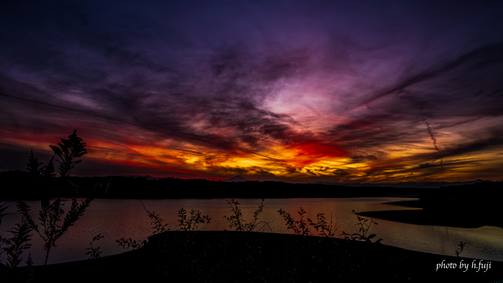 多摩湖の夕景②