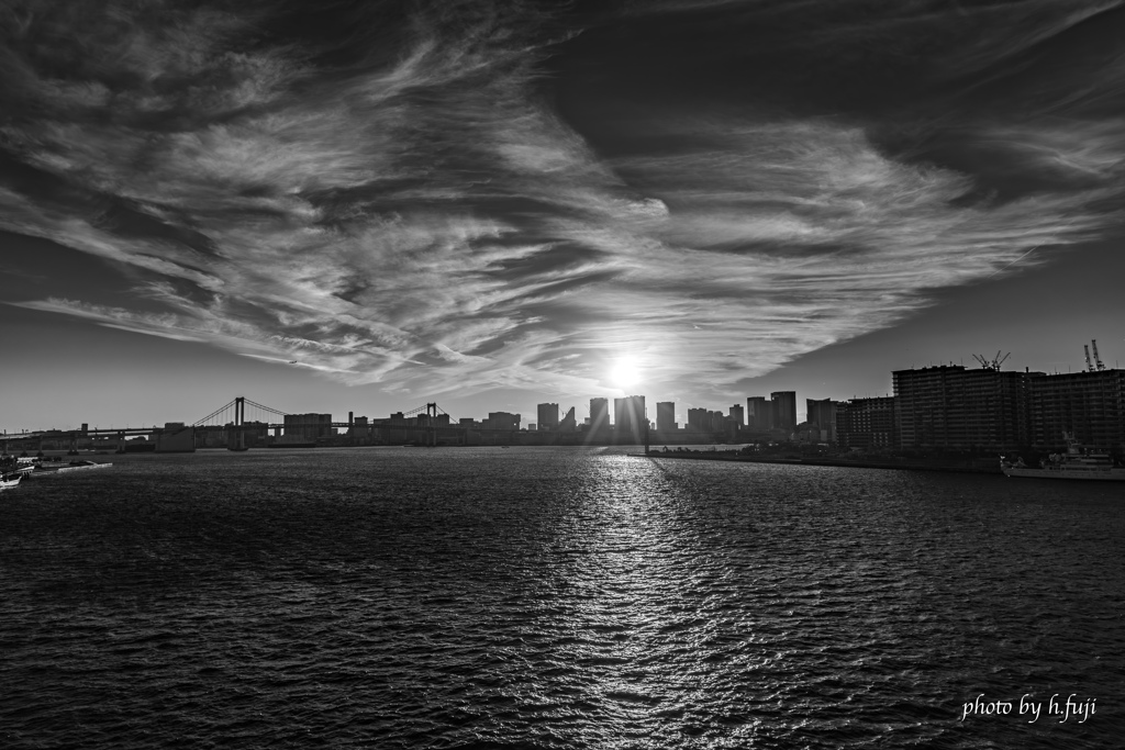 sunset monochrome view