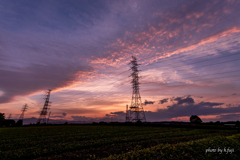 鉄塔のある夕景