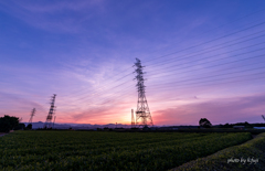 鉄塔のある夕景