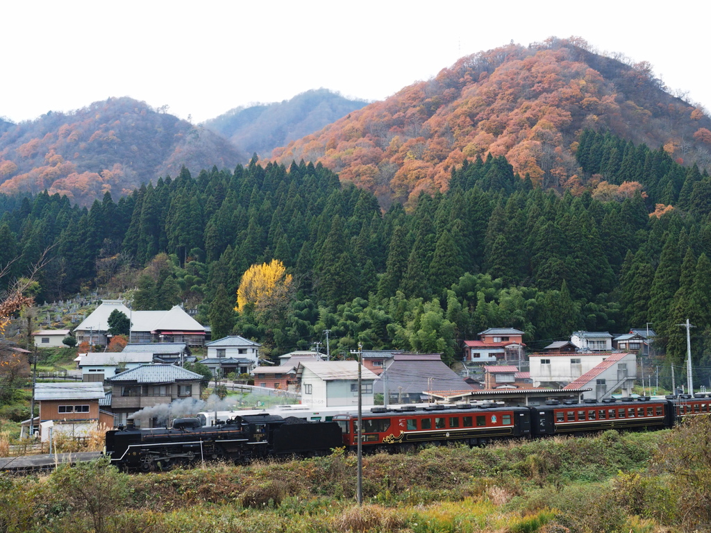 晩秋の五十島駅通過 