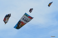 大空に舞う…大凧と六角凧