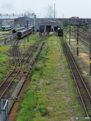 朝の車両基地