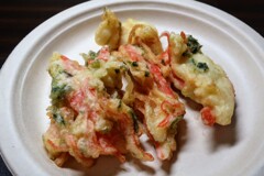 かにかまとあおさ海苔の天ぷら