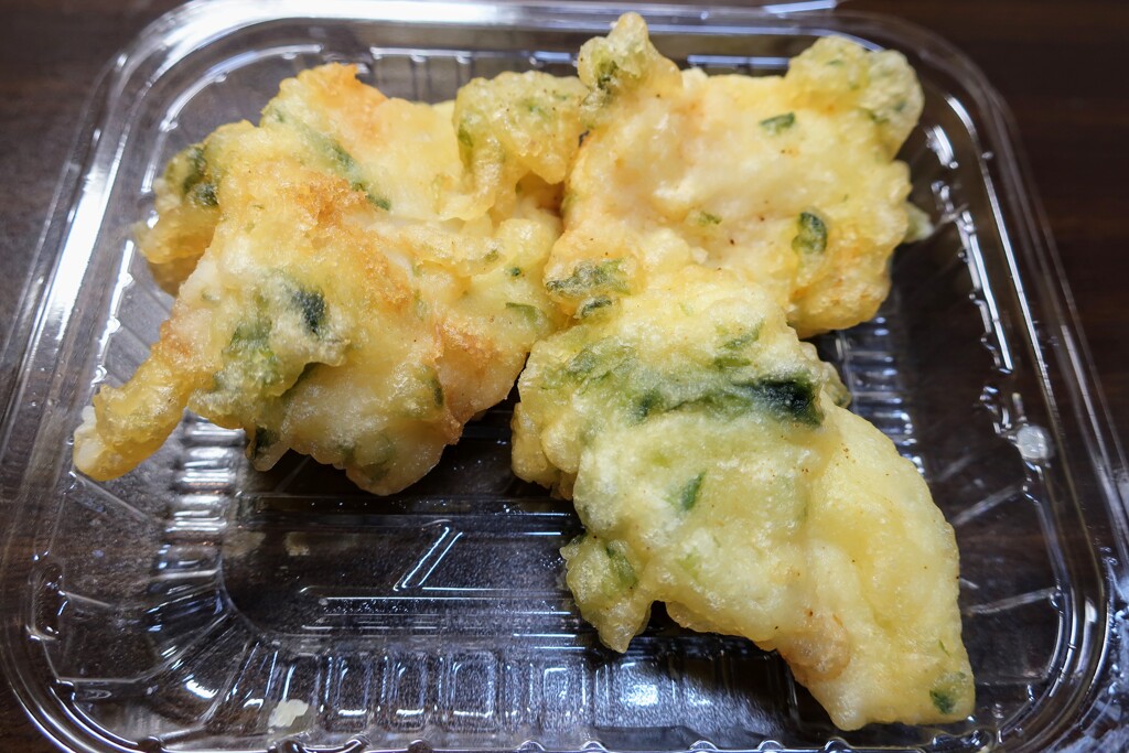 イカとあおさ海苔の天ぷら