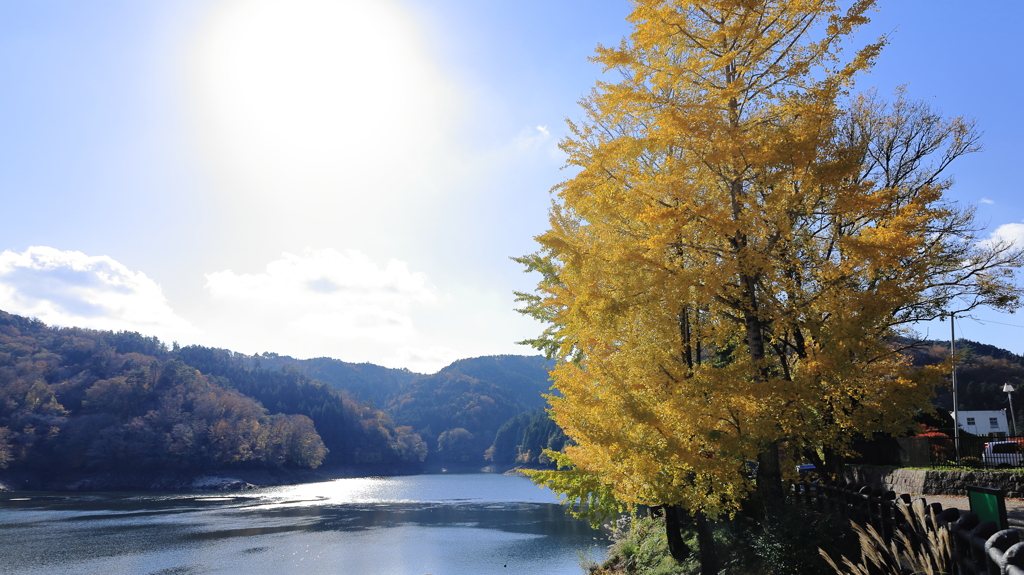 秋晴れの三河湖