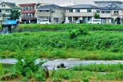 川のある家