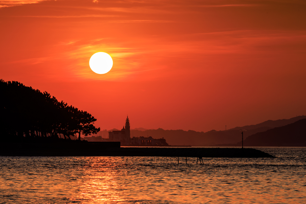 博多湾の夕日