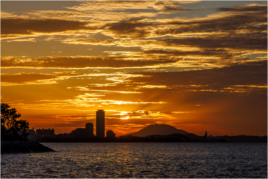 博多湾の夕日