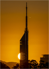 タワーと夕日