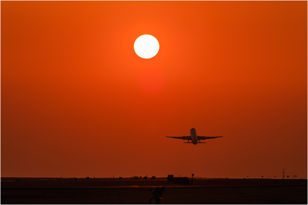 夕日に向かって