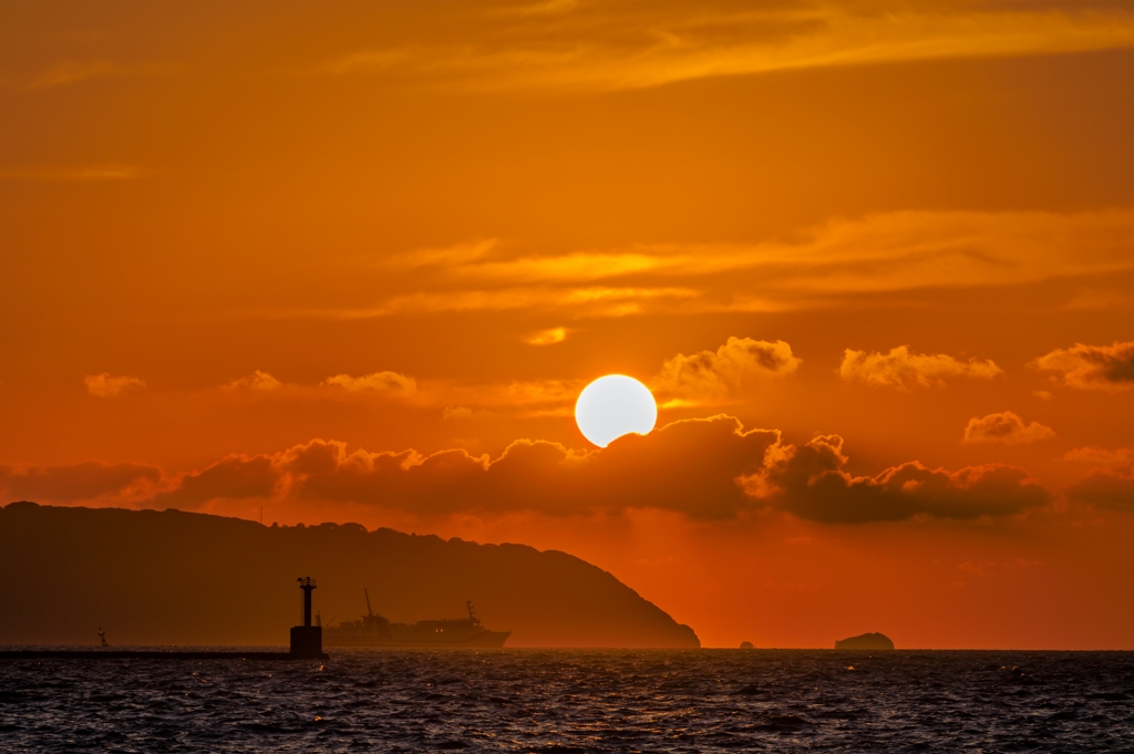 博多湾の夕日