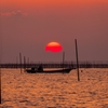 海苔網と夕日