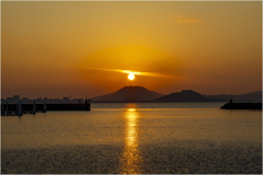 糸島富士と夕日