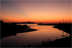 夕暮れの野北漁港