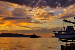 夕暮れの博多湾