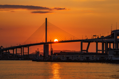 福岡都市高と夕日