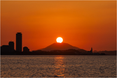 可也山に沈む夕日