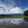 水面に夏雲を映し込み