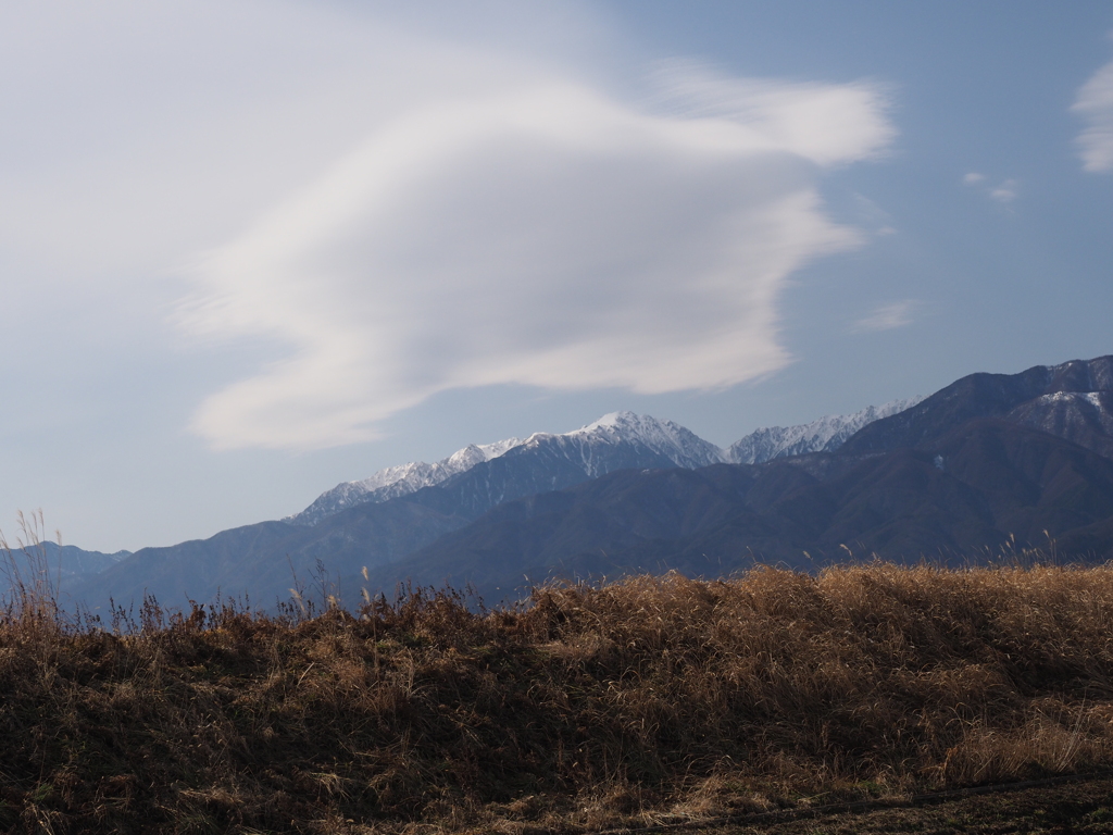 空木岳の上空に