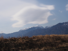 空木岳の上空に
