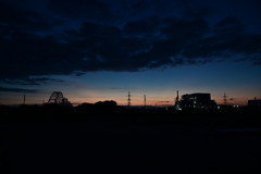 河川敷の夕陽