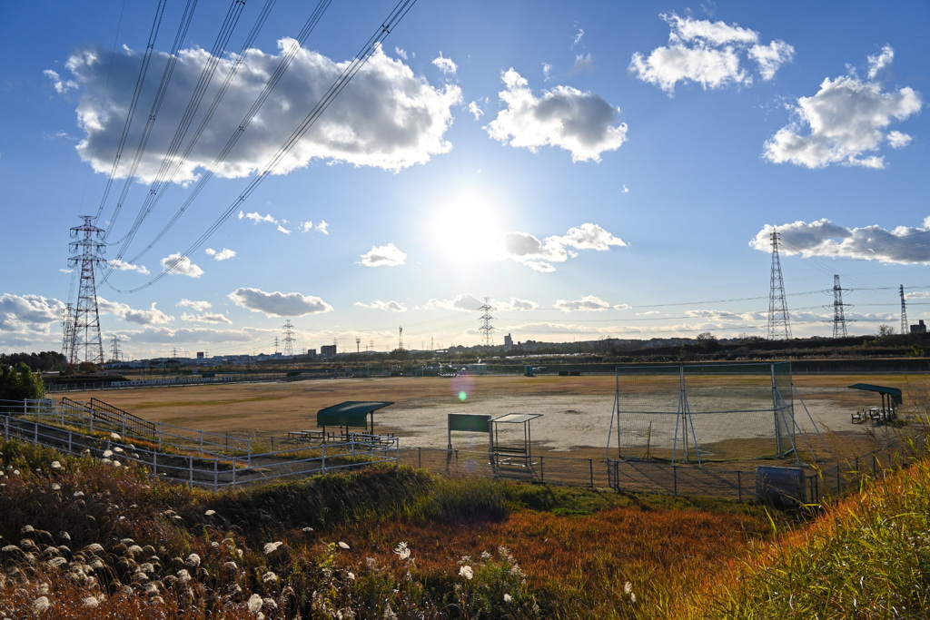 夕方の河川敷