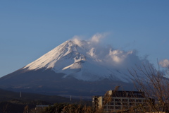 夕映えの新雪富士