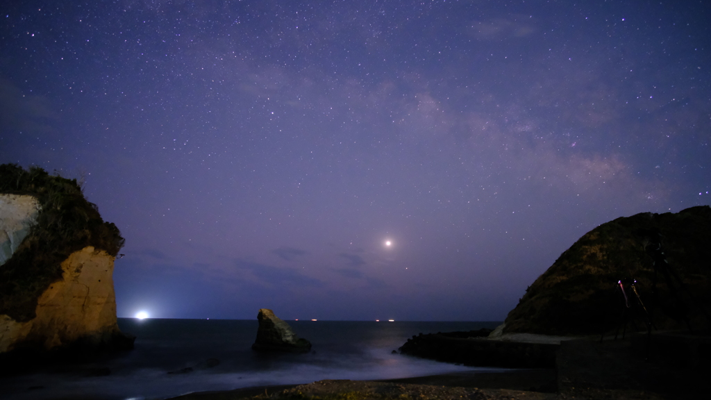 金星と天の川　外房