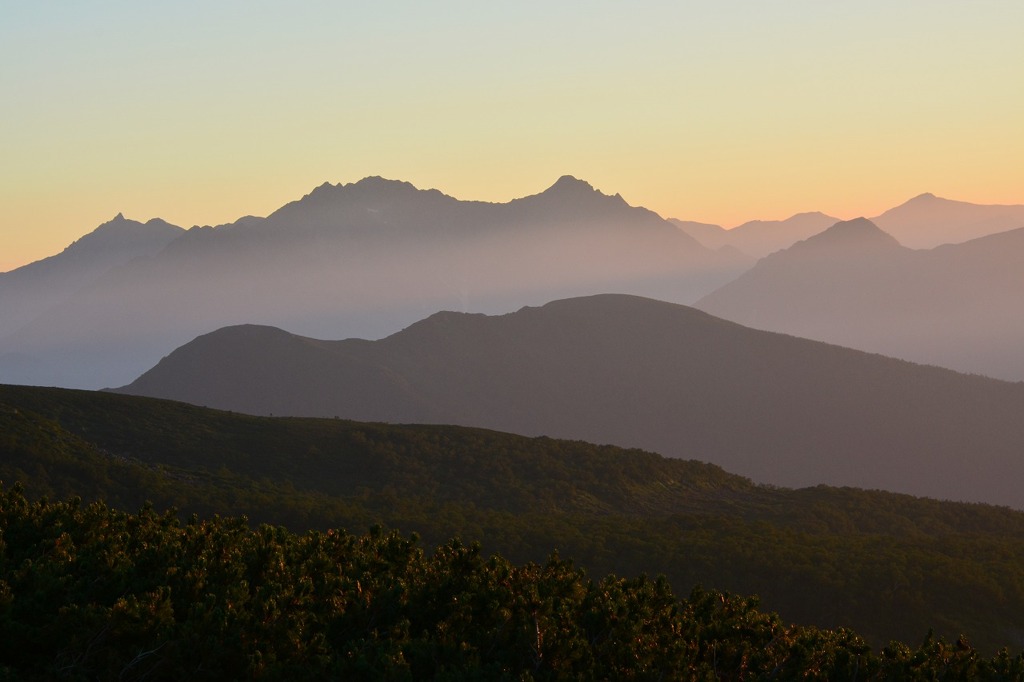 北アルプスの朝