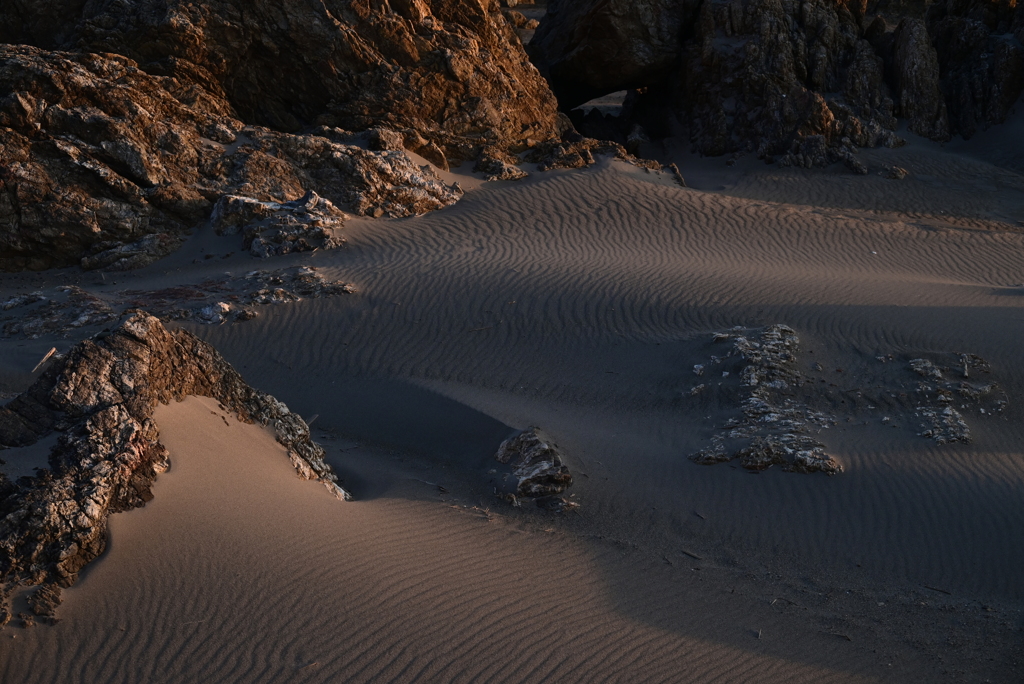 夕景の砂浜