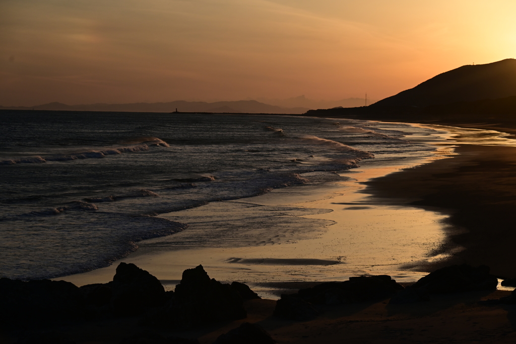 夕景のロングビーチ