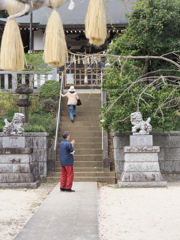 狛犬に祈り？
