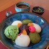 抹茶クリーム白玉あんみつ