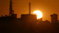 荒川土手の夕日