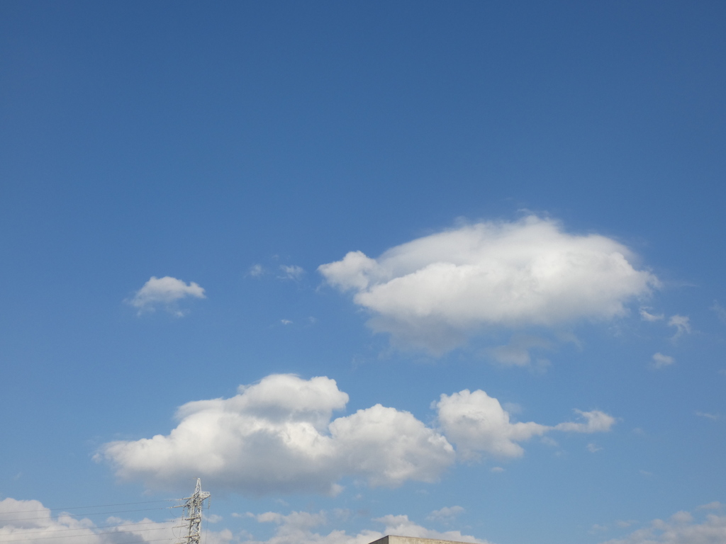 隅田川のマンションの上の清楚な雲片