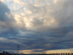 荒川土手から西新井橋上空の大きな雲