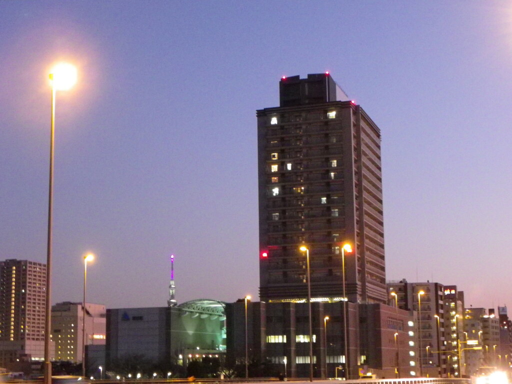 千住新橋から千住方面の夜景